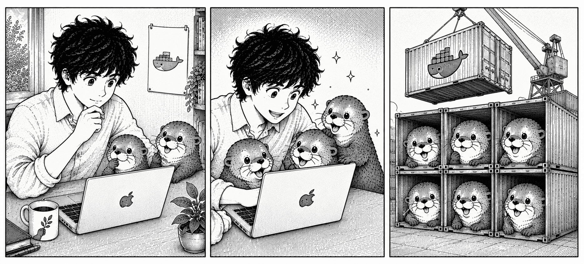 Three panels showing the docker executor metaphor.